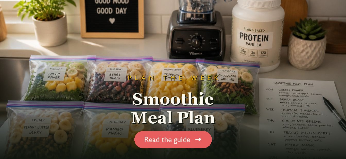 A week of smoothie meal prep with labeled freezer bags and a plan
